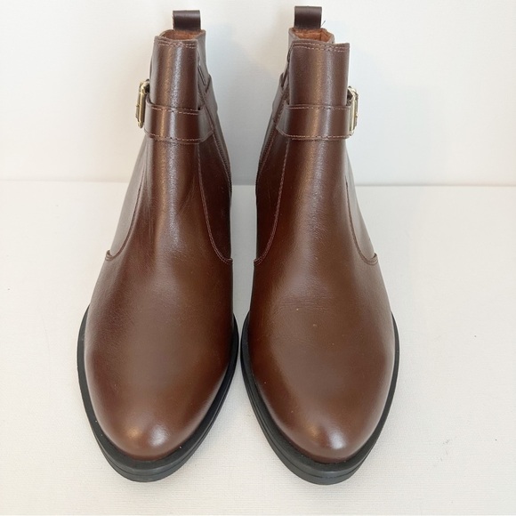 Marroqui Sanchez Leather Buckle Detail Side Zip Brown Ankle Boots - Size 10 - Picture 5 of 16